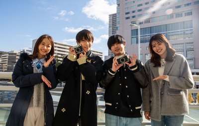 左から　岡本愛衣（HOMEアナウンサー）、小西詠斗、曽田陵介、塚本恋乃葉