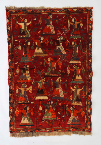 Photo.06 ギャッベ　南イラン　カシュガイ族クヒ　1970年頃　羊毛　193&times;131cm