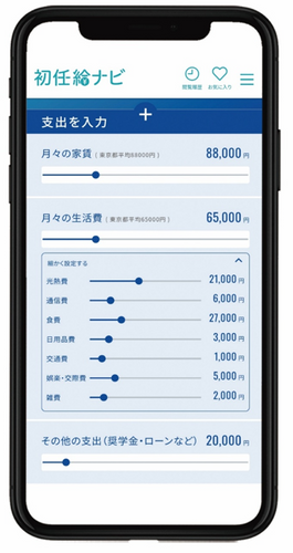 【写真3】家賃や生活を設定して生活実感を把握