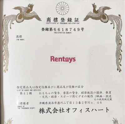 レントイスの商標登録証