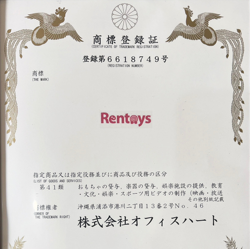 レントイスの商標登録証