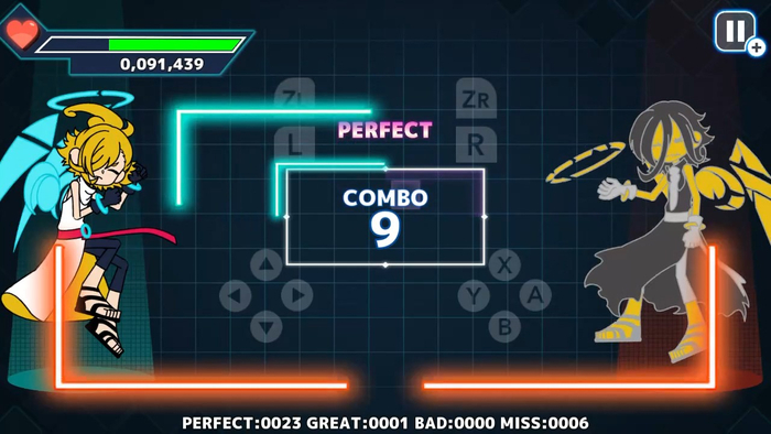 リズムゲームプレイ画面