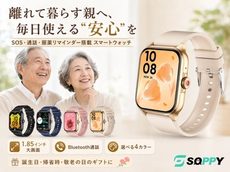 離れて暮らす親へ、毎日使える“安心”を。SOS・通話・服薬リマインダー搭載のSOPPYスマートウォッチ登場！