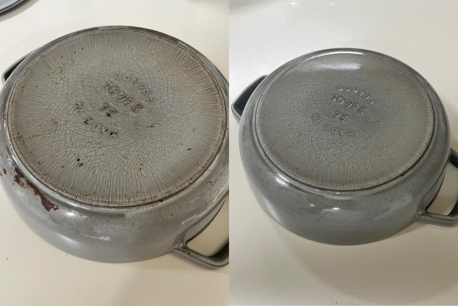 外面:クリーニング前(写真左)とクリーニング後(写真右)
