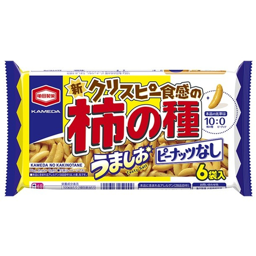 『105g 亀田の柿の種 ピーナッツなし うましお 6袋詰』