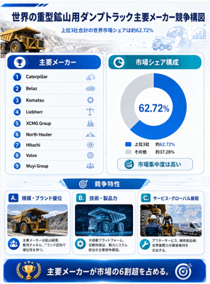 图. 世界の大型鉱山用ダンプトラック市場トップ9メーカーランキングおよび市場シェア