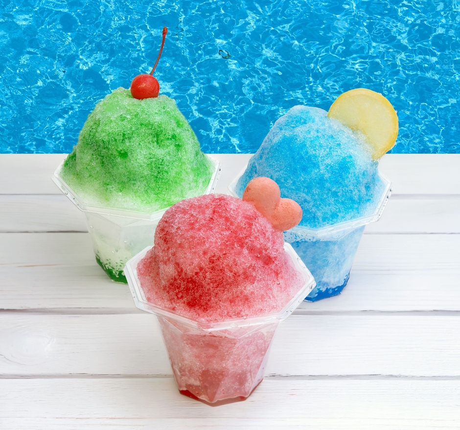 かき氷（メロン、ブルーハワイ、ストロベリー）各500円(税込)