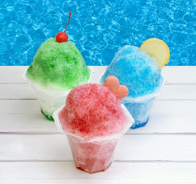 かき氷（メロン、ブルーハワイ、ストロベリー）各500円(税込)
