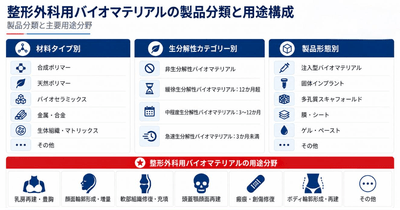 図:整形外科用バイオマテリアルの製品分類と用途構造