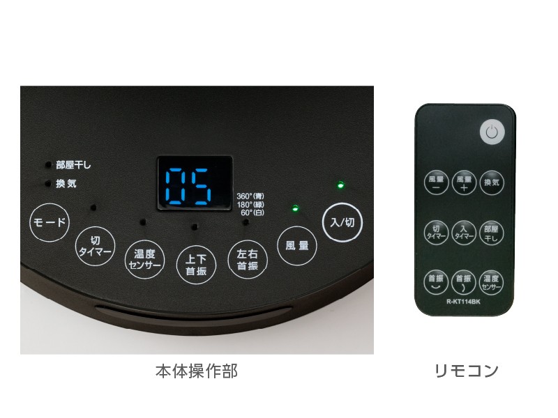 首振も風量も独立ボタンで操作しやすい