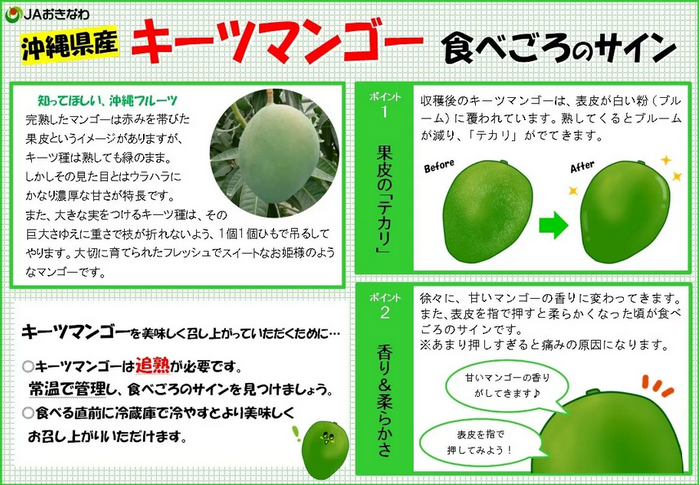 沖縄県産キーツマンゴー食べ頃のサイン