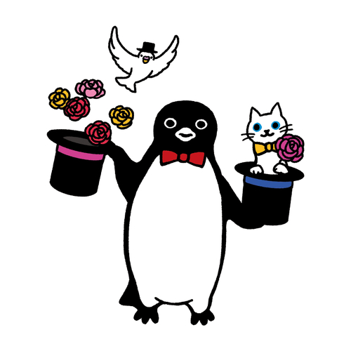 新作版画「PENGUIN SHOW」30&times;30cm 　44,000円(税込)限定100部　※ジェイアール名古屋タカシマヤ先行発売