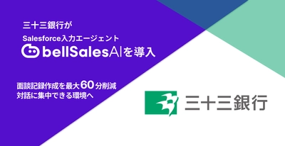 株式会社三十三銀行、「bellSalesAI」導入で 面談記録作成時間を最大60分以上削減、 顧客との対話に集中できる営業環境の実現を目指す