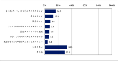 質問2:あなたが美容室以外に通っている美容サービスは次のうち、どれですか?