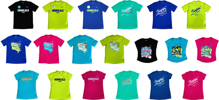 ミズノ製 ホノルルマラソンオリジナルTシャツ(全19種類)