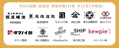 当日の試飲・試食会 参加企業11社