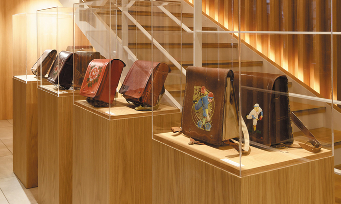 昔のランドセルの展示、解説