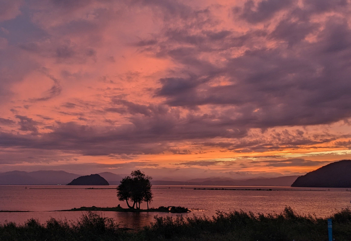 湖北町の風景・日本の夕陽百選に選ばれた夕焼け