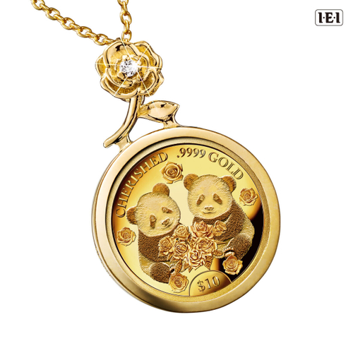 双子パンダコインペンダント正面