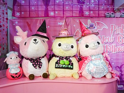 ハロウィンの仮装をしたイワシカ&岩下の新生姜アルパカ