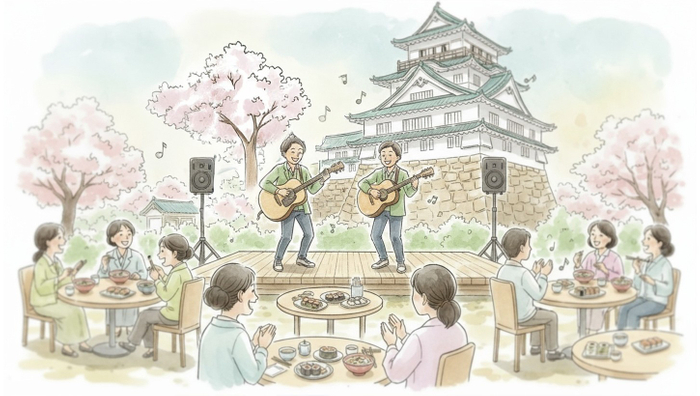 小田原城マルシェイメージイラスト