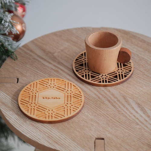 紀州材檜の和柄コースター