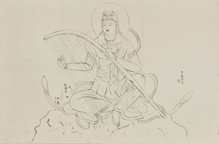 堂本印象《八部衆(大阪四天王寺宝塔内壁画 乾闥婆 下絵)》昭和14年(1939) 京都府立堂本印象美術館蔵