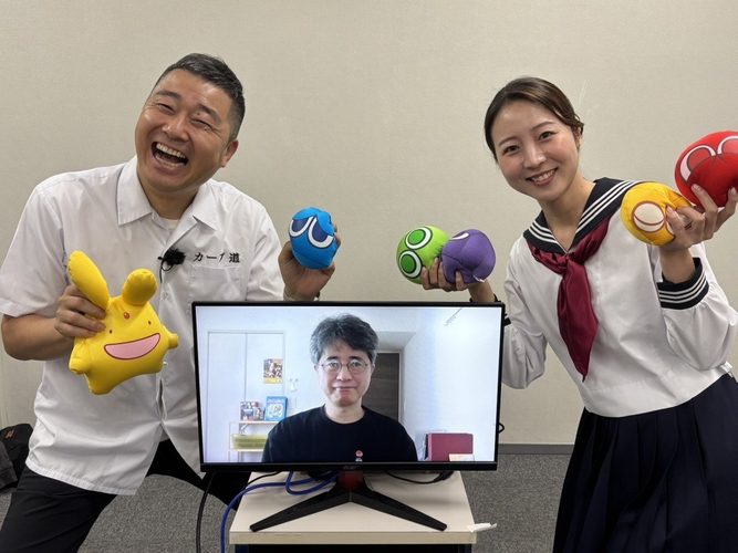 中島尚樹、米光一成（ぷよぷよ生みの親）、川上夏子（HOMEアナウンサー）    