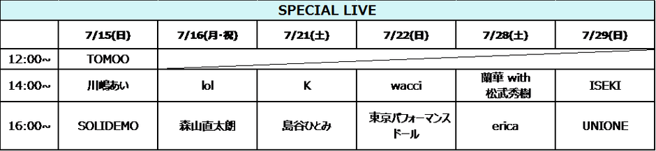 SPECIAL LIVE情報一覧