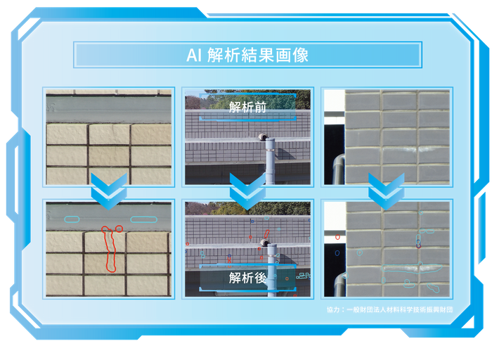 AIが解析した外壁の劣化(例)