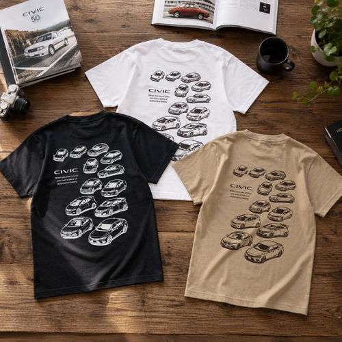 2401HD41-07 シビック Honda CIVIC HISTORY Tシャツ