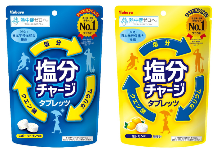 「塩分チャージタブレッツ スポーツドリンク味」 「塩分チャージタブレッツ 塩レモン味」