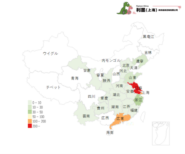 図2　中国日系電子工業の地域分布