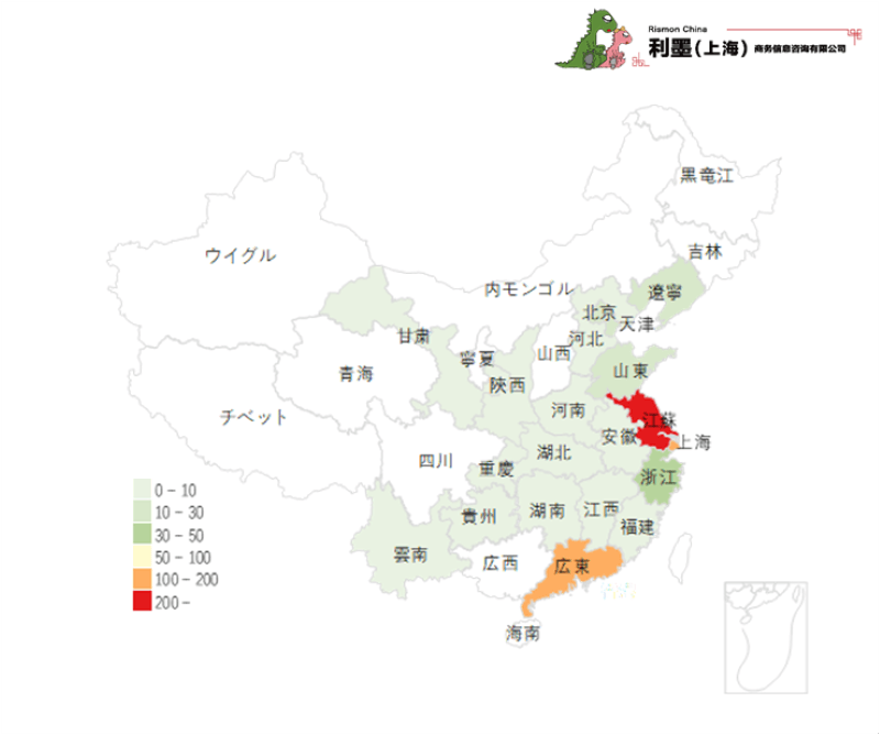 図2 中国日系電子工業の地域分布