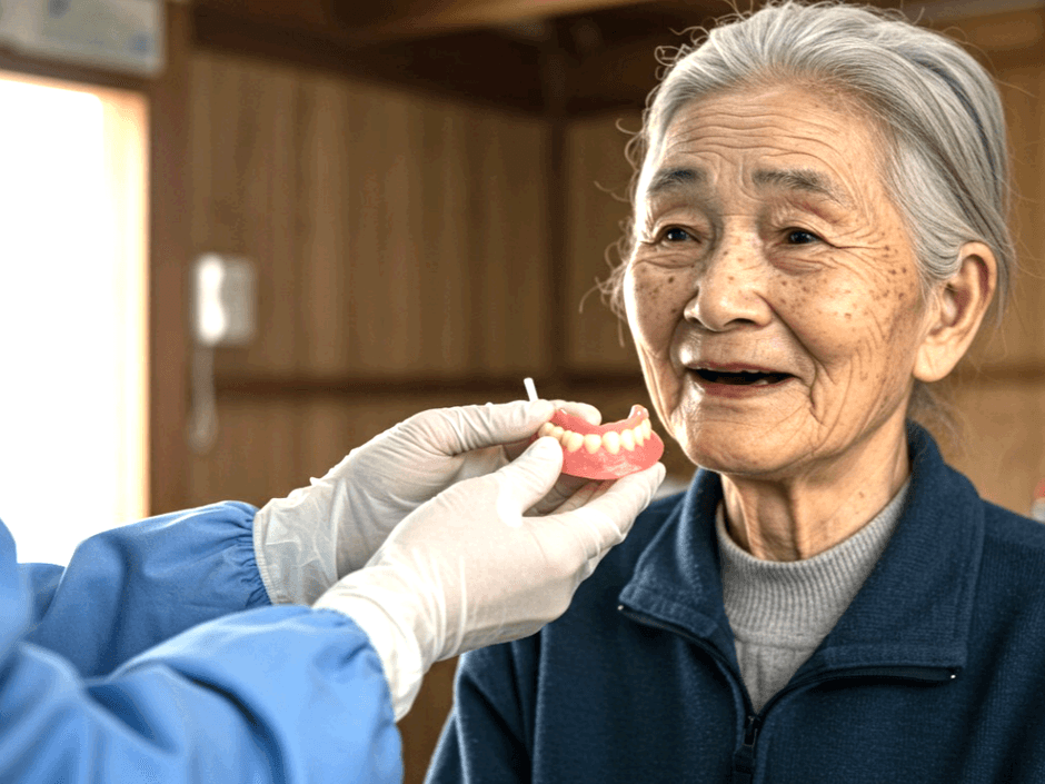 大規模災害には白色義歯を無償提供