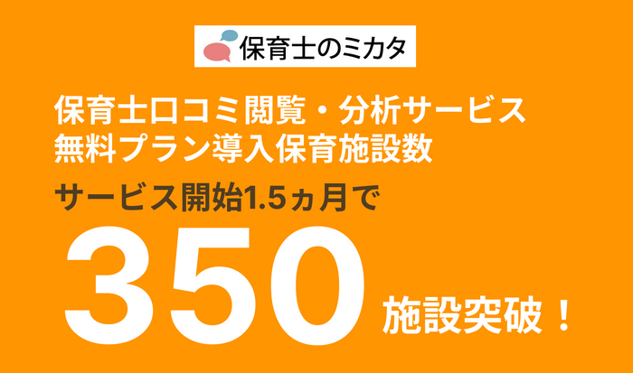 保育施設の導入施設数350施設突破