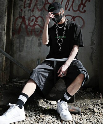 Black Cargo Volume Shorts