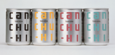 1984年発売当時の商品 　左から純ハイ(プレーン)・レモン・プラム・グレープフルーツ