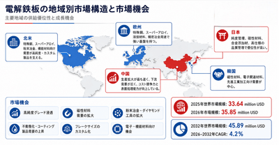 図：電解鉄板の地域構造と市場機会