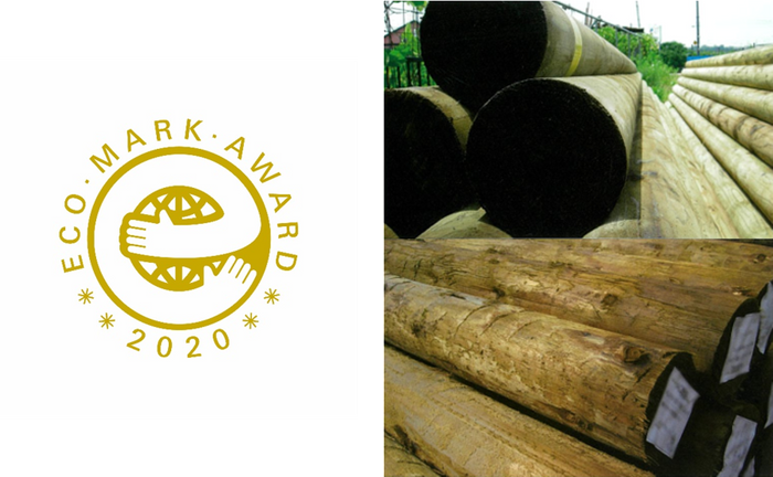 左：エコマークアワード2020ロゴ、右：環境パイル