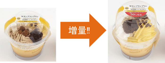 Wモンブランプリン　増量イメージ画像
