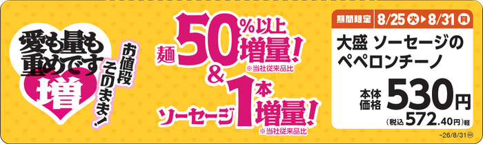 大盛　ソーセージのペペロンチーノ　販促画像