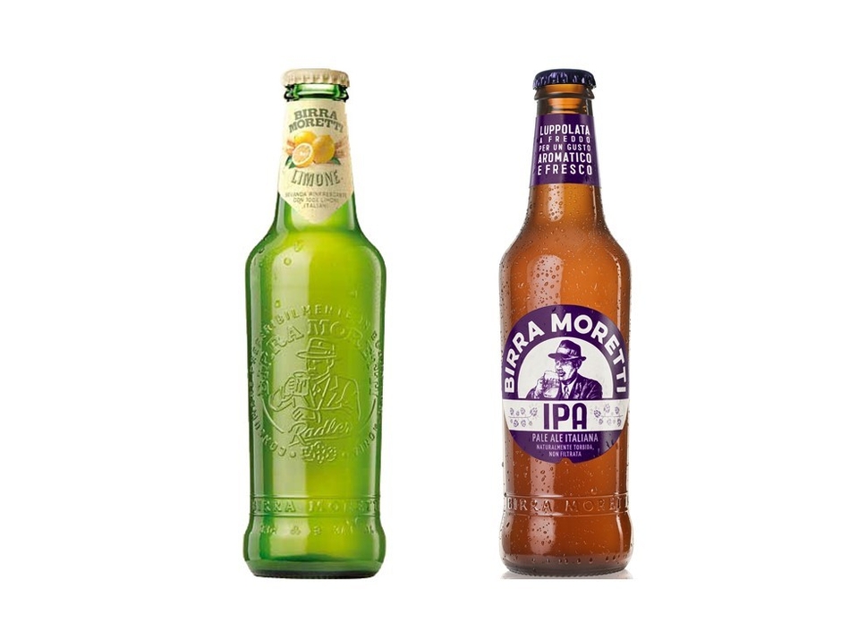 (左)モレッティ・リモーネ・ラドレル (右)モレッティ・ビール・IPA
