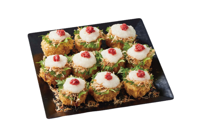 紀州南高梅と国産大根おろしで食べるえのきフライ