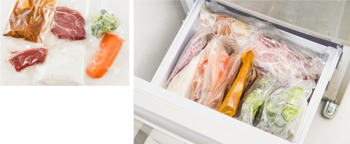 お肉やお魚、野菜や汁物まで／冷凍庫もスッキリ