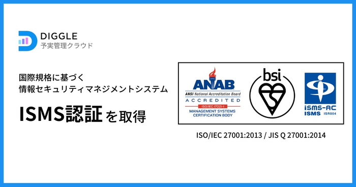 経営管理クラウドサービス提供のDIGGLE株式会社、国際規格に基づく情報セキュリティマネジメントシステム(ISMS)認証を取得