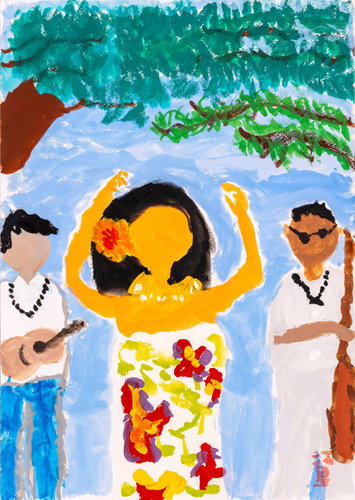 代表作品(展示予定)　作品名 ハワイのオハナ　作者 西田江里