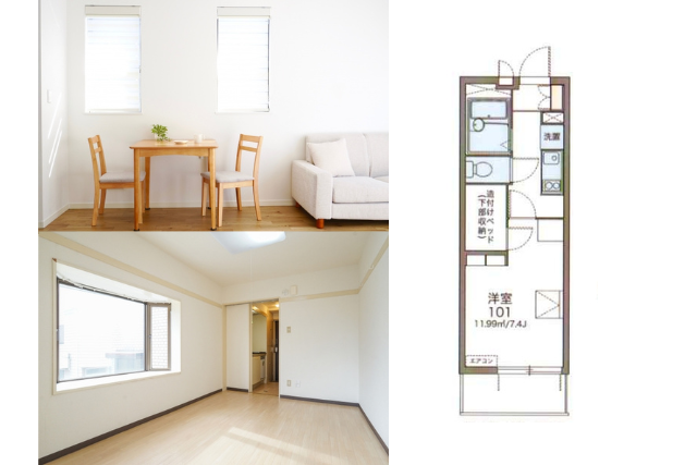 完全個室&times;家具家電付｜ワンルームタイプから1Kタイプへ