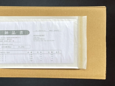 段ボール外装に貼付されたエコロジパックの使用イメージ