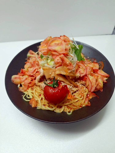 沼尻さんのレオントマトを使ったフルーツトマトのかき氷タンタン麺